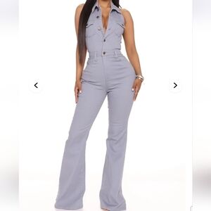 Stylish Sleeveless Jumpsuit in Blue Grey